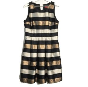 Saks Fifth Avenue Black and Gold Textured Dress